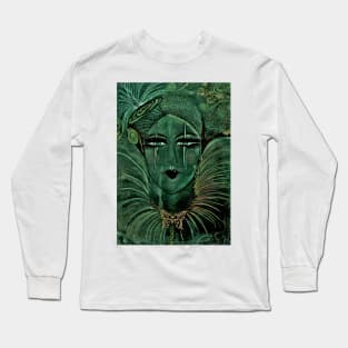 GREEN FRENCH CLOWN PIERROT PERFORMER, LIDO,PARIS GOLD METALLIC EMBELLISHMENTS Long Sleeve T-Shirt